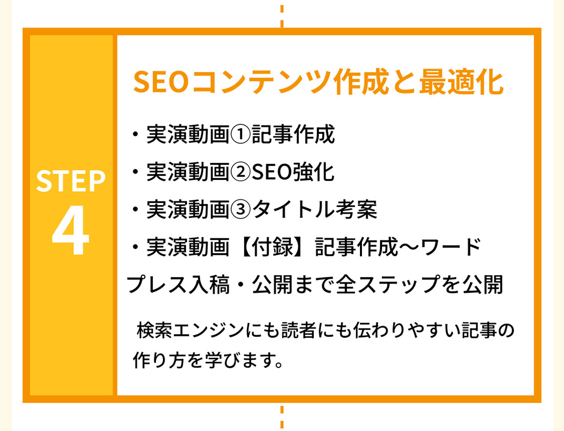 STEP4　SEOコンテンツ作成と最適化